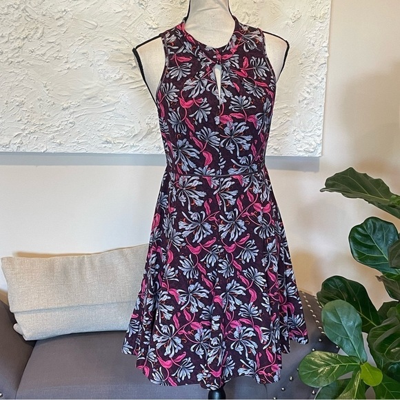 Rebecca Taylor Mystic Garden Twist Keyhole Silk Sleeveless Floral Dress Sz 4 - Picture 2 of 10